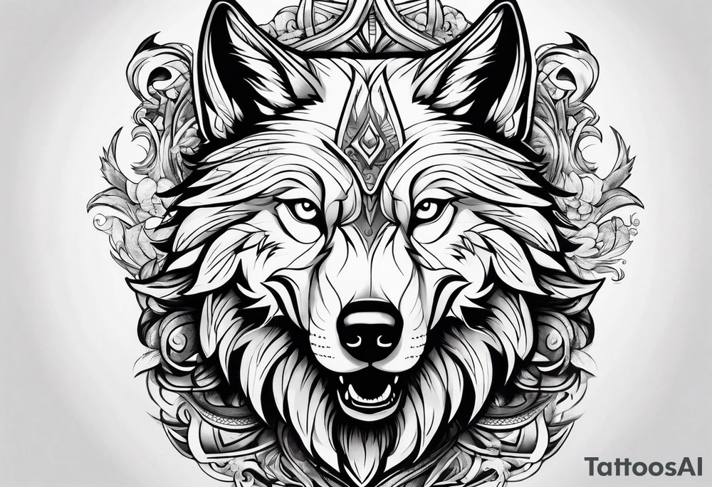 a pack muscular of wolves on surfboards tattoo idea