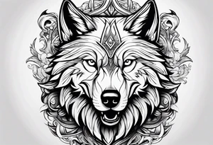 a pack muscular of wolves on surfboards tattoo idea