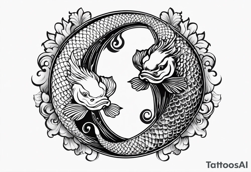 powerful majestic ying Yang symbol made of koi fish tattoo idea