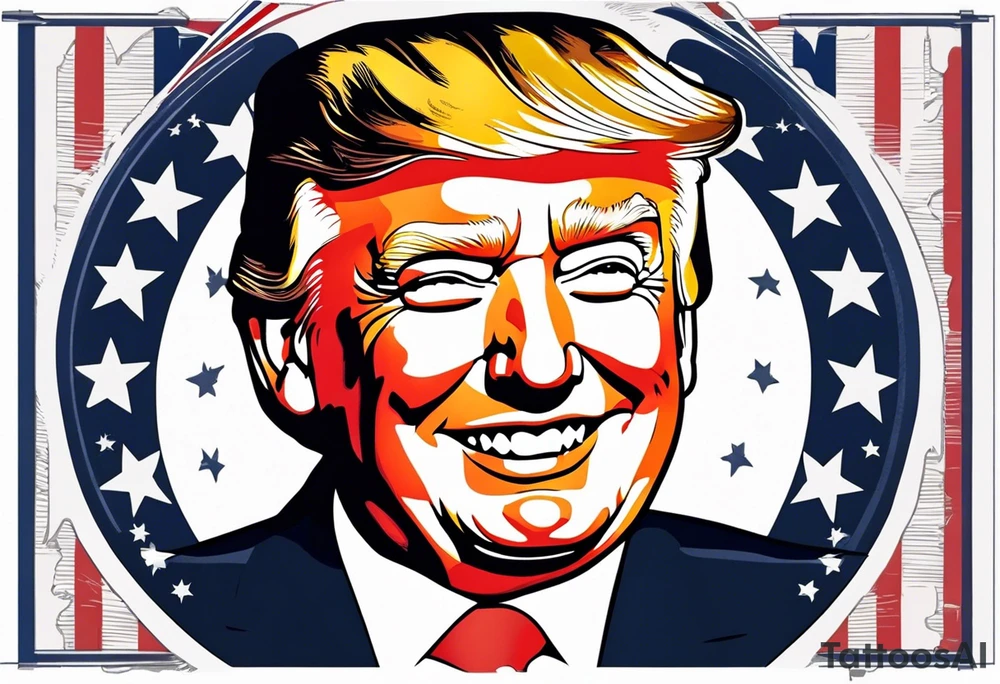 One American bill with President Trump smiling and a very simple design tattoo idea