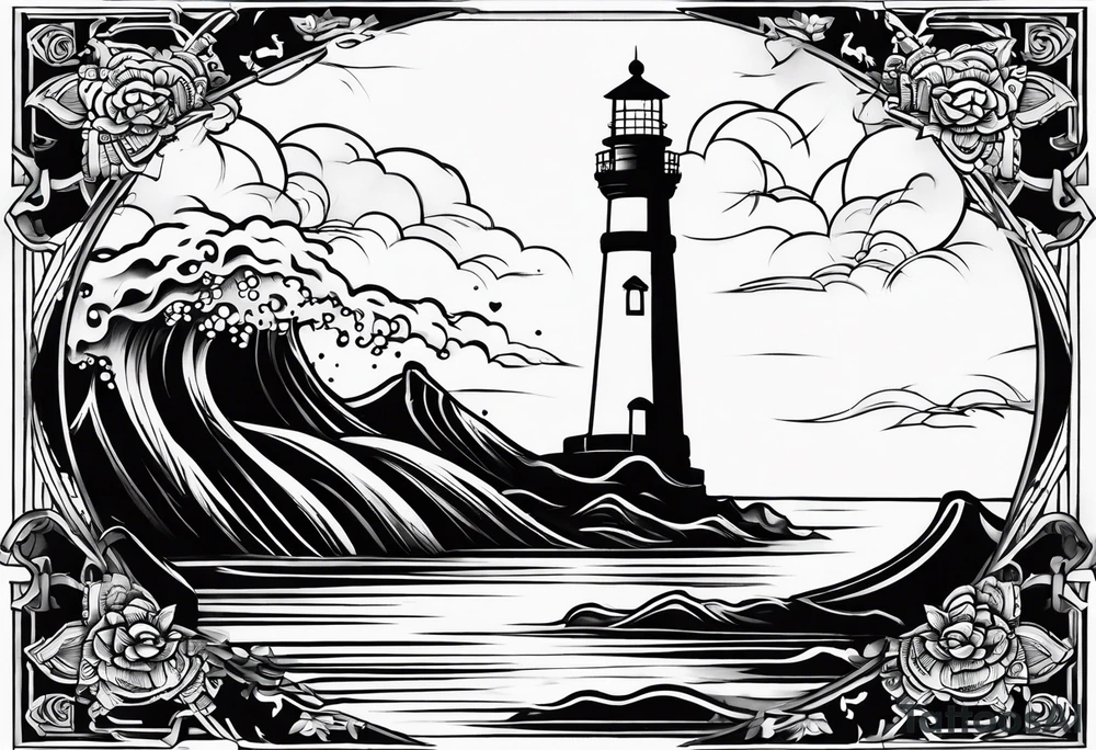 Traditional tattoo flash, stencil, lighthouse tattoo idea Traditional tattoo flash, stencil, lighthouse tattoo idea