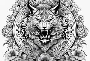 japanese sleeve tattoo with blocky elements tattoo idea