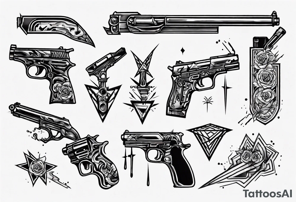 gun with blood tattoo idea