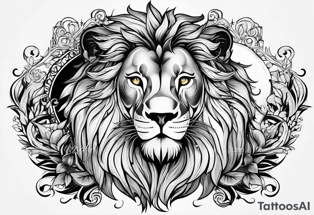 I am the only lion and my wife and 2 childrens are aries tattoo idea
