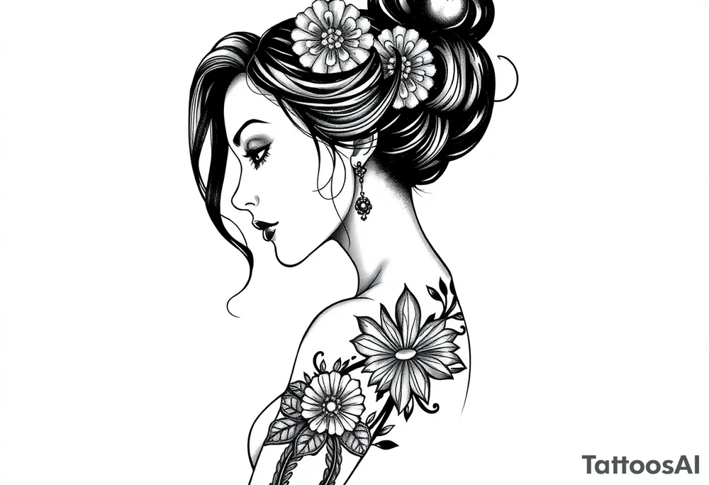 Reincarnation,beautiful girl long fore arm tattoo idea