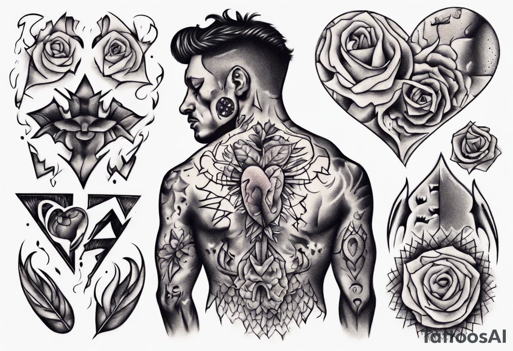 heartbroken man closeup tattoo idea