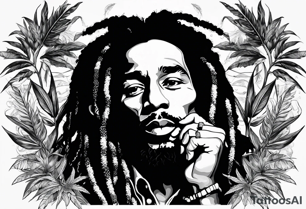 Bob Marley, weed, love, and passion tattoo idea