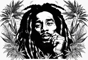 Bob Marley, weed, love, and passion tattoo idea