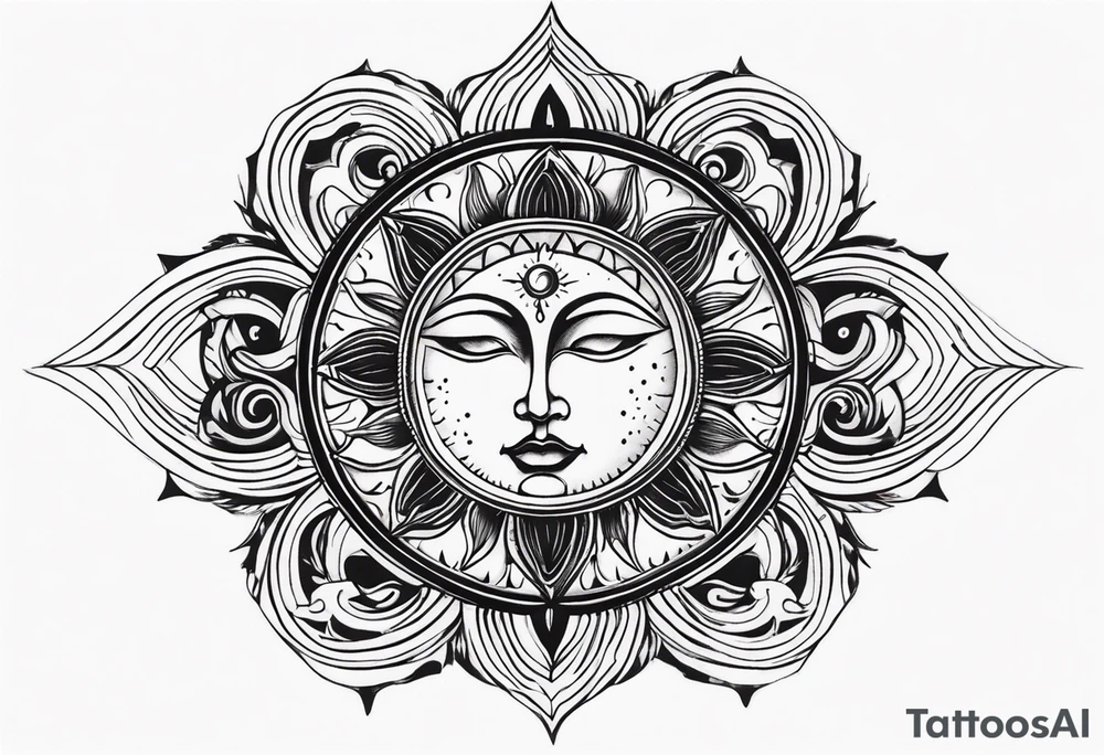 Celestial Sun Face tattoo idea