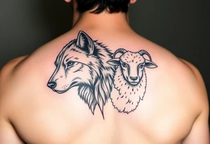 Wolf and sheep as one animal tattoo idea