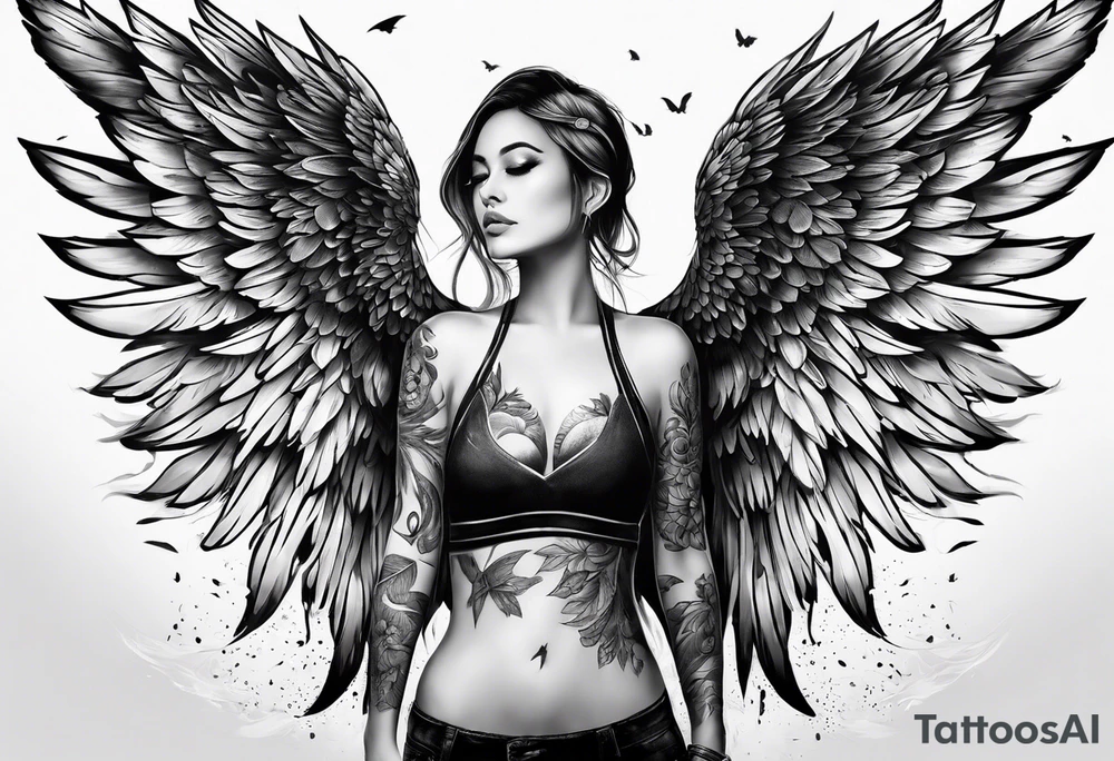"one day, i am going to grow wings" with wings tattoo idea
