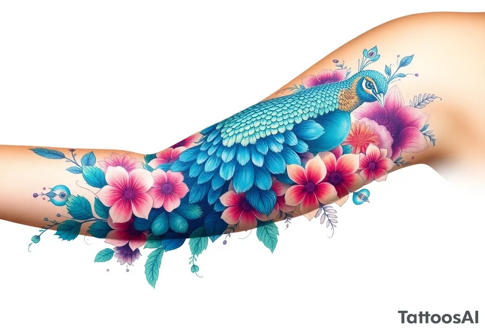 Peacock , Exotic flowers, Coi fish tattoo idea