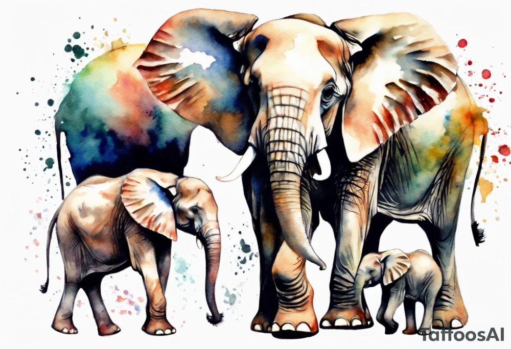 Family of elephants walking tattoo idea