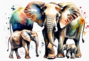 Family of elephants walking tattoo idea