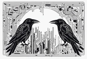 Crows made out of circuit boards tattoo idea