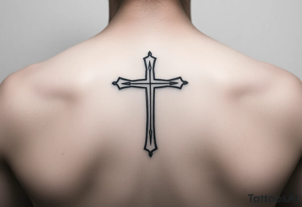 thin lines of a cross, simple, clean tattoo idea