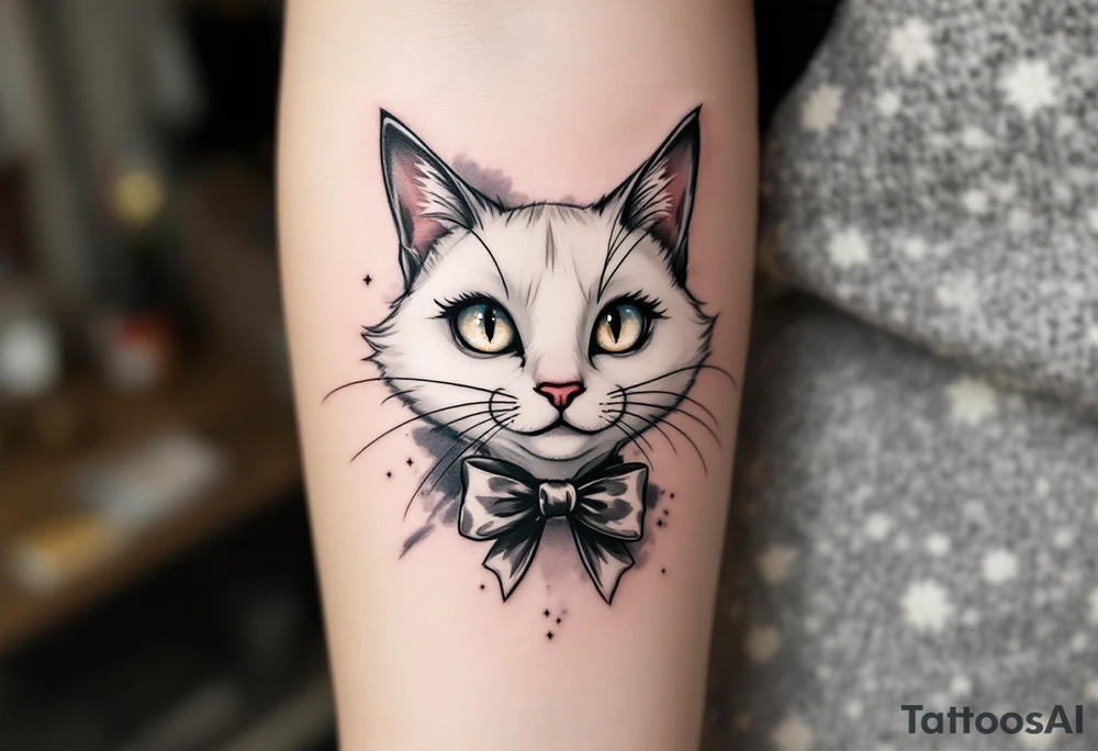 Marie, the white cat with a bow, adds a touch of vintage Disney with this Aristocats tattoo. tattoo idea