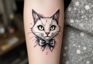 Marie, the white cat with a bow, adds a touch of vintage Disney with this Aristocats tattoo. tattoo idea