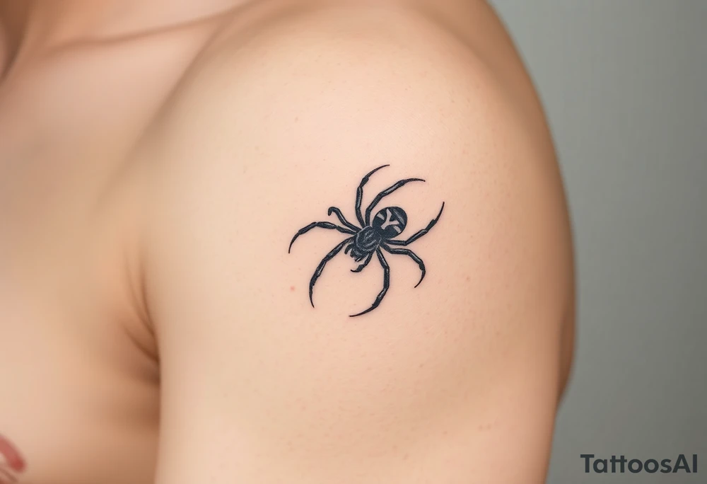 Black widow Spider crawling down sideways with the letter Y on the body of the spider tattoo idea