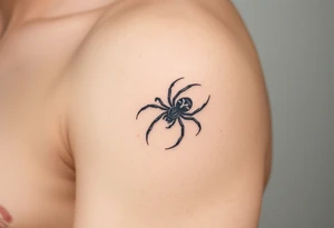 Black widow Spider crawling down sideways with the letter Y on the body of the spider tattoo idea