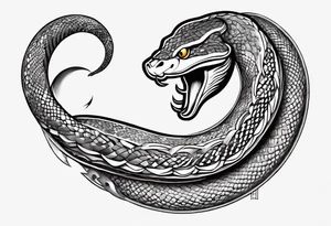 snake wrapped around a crescent moon, simple and elegant tattoo idea