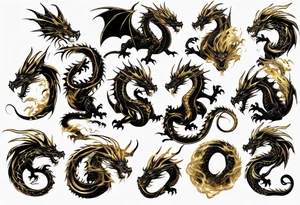 black and gold dragon tattoo idea