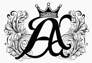 the letter A in cursive with a crown over it that has a money sign in it tattoo idea
