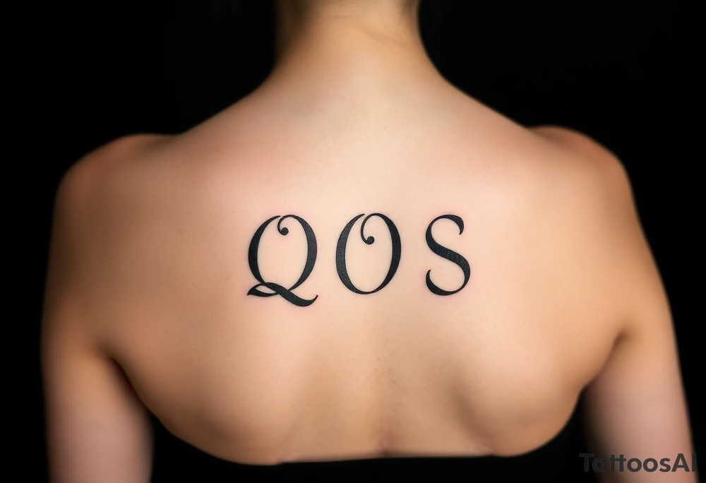 text reading "QOS" across a womb tattoo tattoo idea