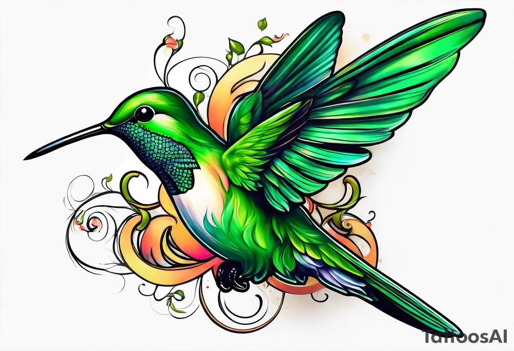 green hummingbird sad tattoo idea