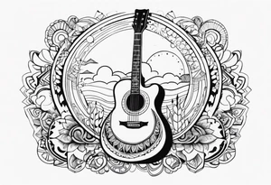 hippie, psychedelic, music, guitar, funk, reggae, drums, guitar tattoo idea