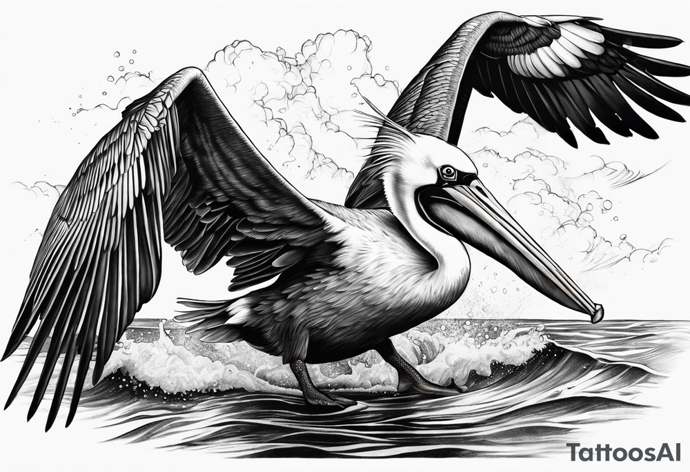 plunge diving pelican tattoo idea