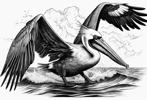 plunge diving pelican tattoo idea