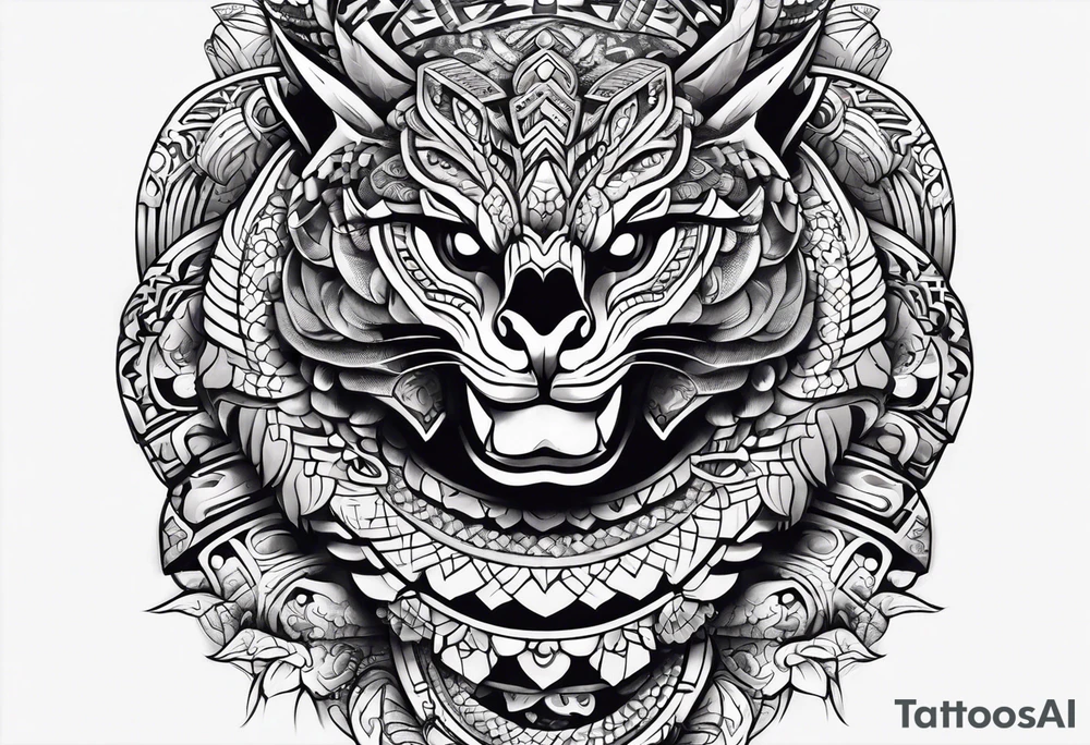 aztec snake sleeve tattoo idea
