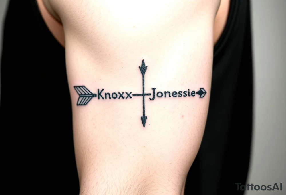 Rustic western arrow with 2 unique ideas representing my children a boy and a girl named Knox and Jonesie tattoo idea