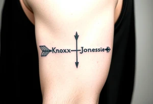 Rustic western arrow with 2 unique ideas representing my children a boy and a girl named Knox and Jonesie tattoo idea