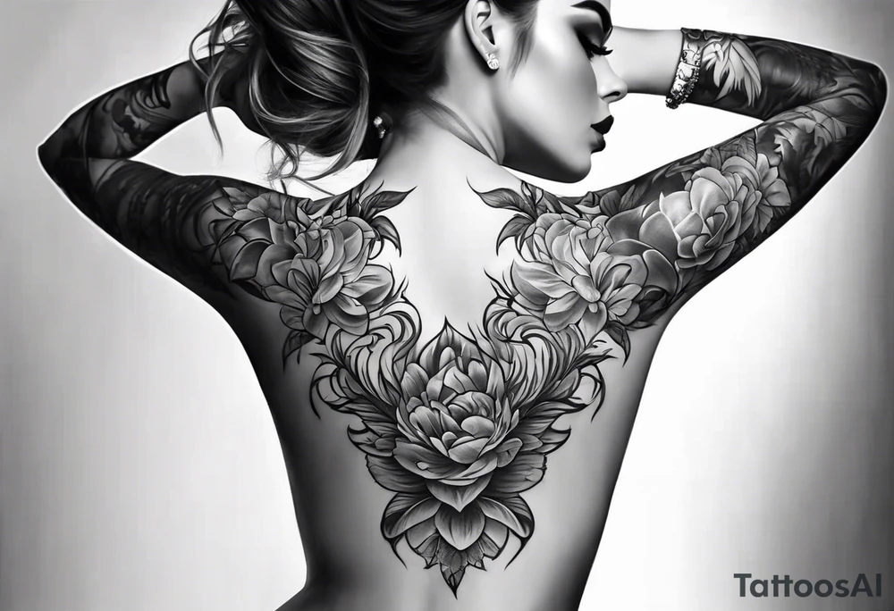 Full Back tattoo covering the whole back woman on canvas tattoo idea