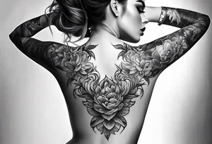 Full Back tattoo covering the whole back woman on canvas tattoo idea