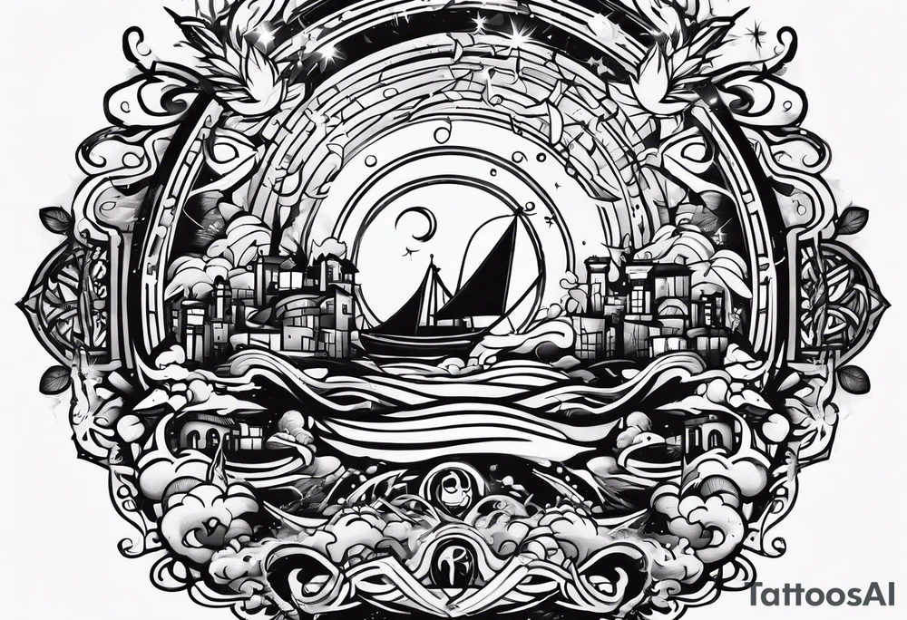 messy lines trash circcle logo tattoo idea
