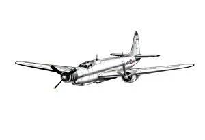 b26 marauder, aviation inspired, sleeve tattoo tattoo idea