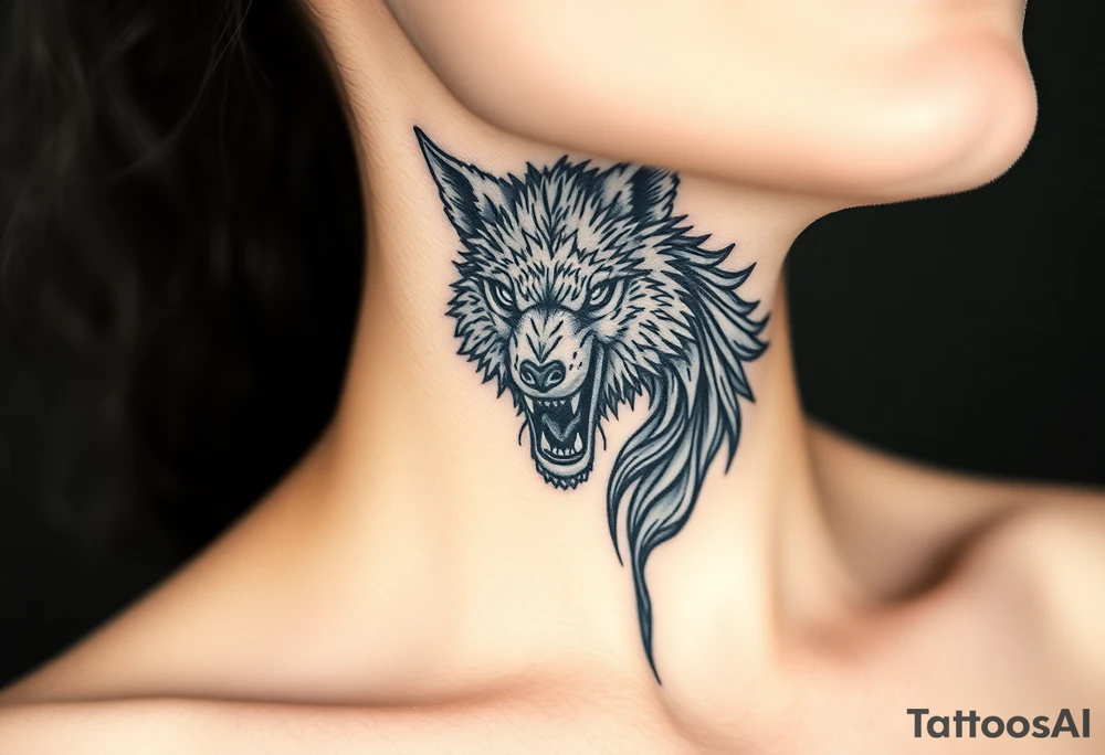 A sheepwolf snarling as a mystical creature tattoo idea A sheepwolf snarling as a mystical creature tattoo idea