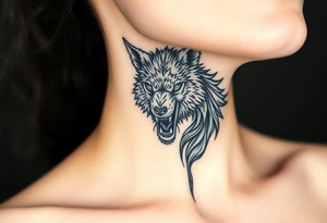 A  sheepwolf snarling as a mystical creature tattoo idea