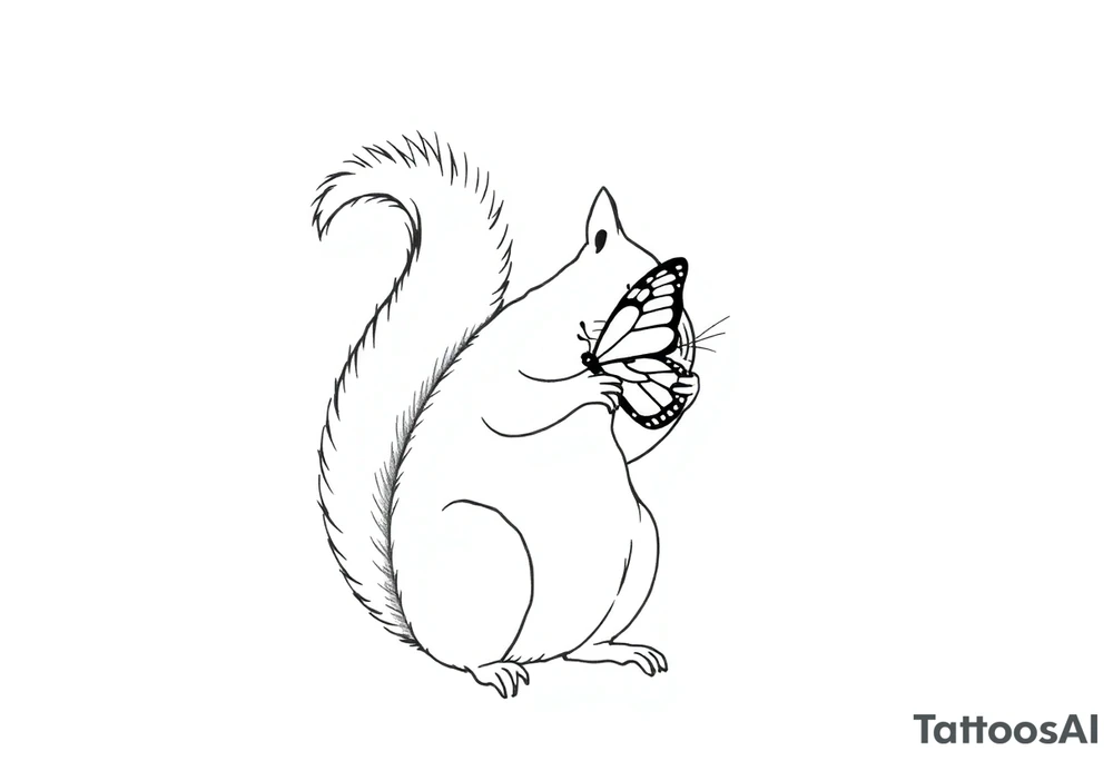 Squirrel holding butterfly tattoo idea