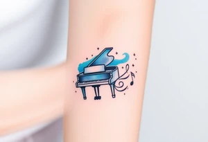 grand piano under the stars swirl treble bass cref tattoo idea