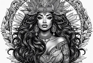 Black Goddess of marijuana tattoo idea