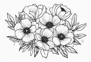 Small birth flower bouquet with no leaves tattoo idea