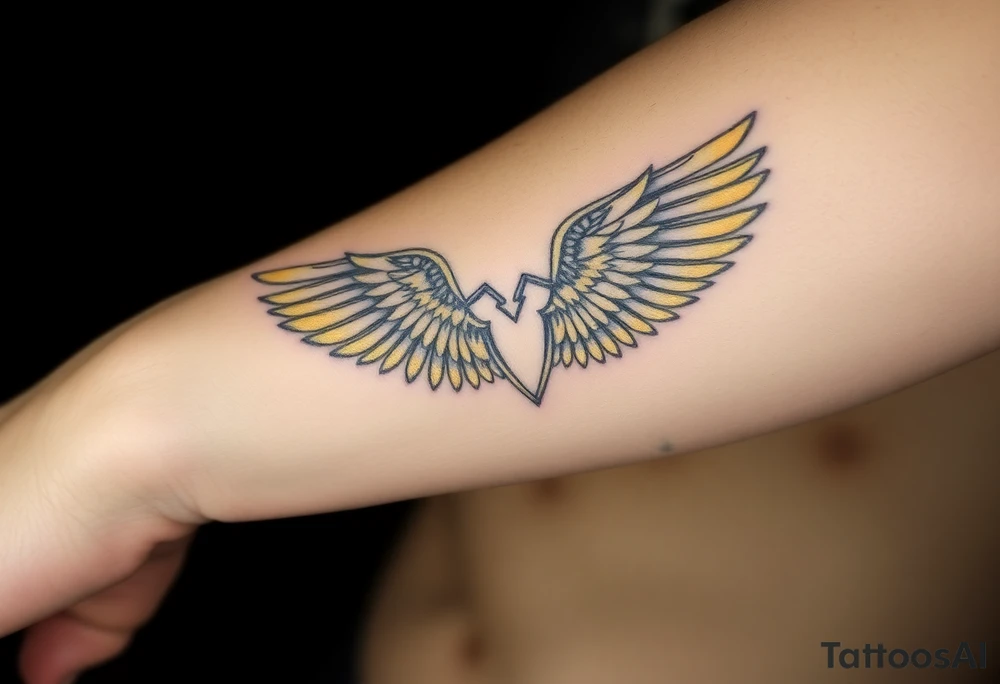 “gold” kintsugi wing tattoo idea