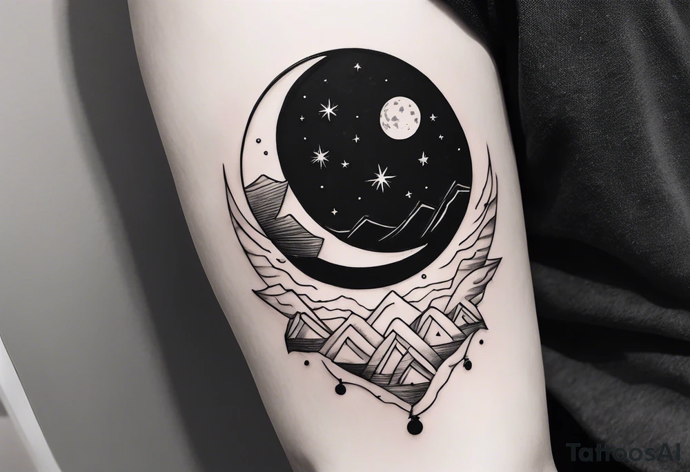 Picture of the night sky with moon tattoo idea