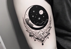 Picture of the night sky with moon tattoo idea