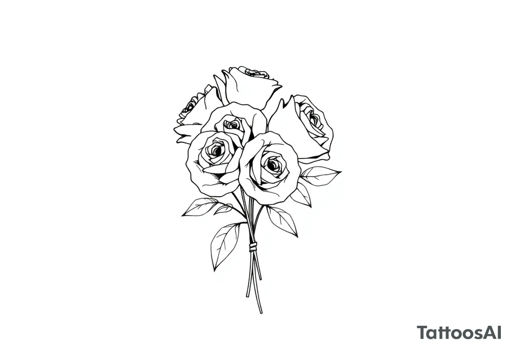 bouquet of roses tattoo idea