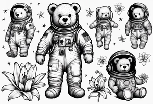 Teddy bear astronaut Lily tattoo idea